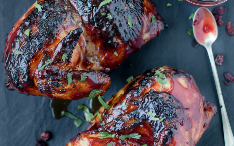 Grilled Chicken with a Cranberry Chipotle Citrus Glaze