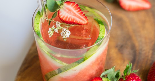 Eau de Printemps, a Perrier Strawberry Watermelon Vodka Spritz